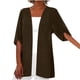 thumbnail image 2 of ICHUANYI Clearance Women Fashion Cardigan Up Casual Solid Color Half Sleeve Hoodeless Top(Brown, XXL) ICHUANYI WER2023081005684, 2 of 6