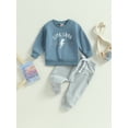 thumbnail image 2 of Coduop Toddler Baby Boy Outfit Set Clothes Letter Print Long Sleeve Sweatshirt and Pants 2Pcs Sets, 2 of 9