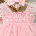 thumbnail image 4 of ameIAEA Infant Baby Girl Summer Clothes Ruffle Sleeve Mesh Tulle Romper Dress + Headband Newborn Outfits, 4 of 6
