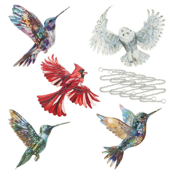5 Pcs Hummingbird Suncatchers Decorative Acrylic Bird Sun Catchers Multipurpose Hummingbird Sun Catchers Indoor Window for Women Men Bird Lovers