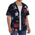 thumbnail image 2 of Logiee Vintage Rose Print Men's Button Down Shirts Short Sleeve, Summer Beach Shirts,Vacation Wedding Shirts,Men's Casual Button-Down Shirts with Pocket-Medium, 2 of 5