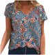 thumbnail image 2 of Puntoco Tallas grandes Mujer Manga corta Impreso Cuello en V Tops Camiseta Blusa Puntoco Puntoco-4032, 2 of 4