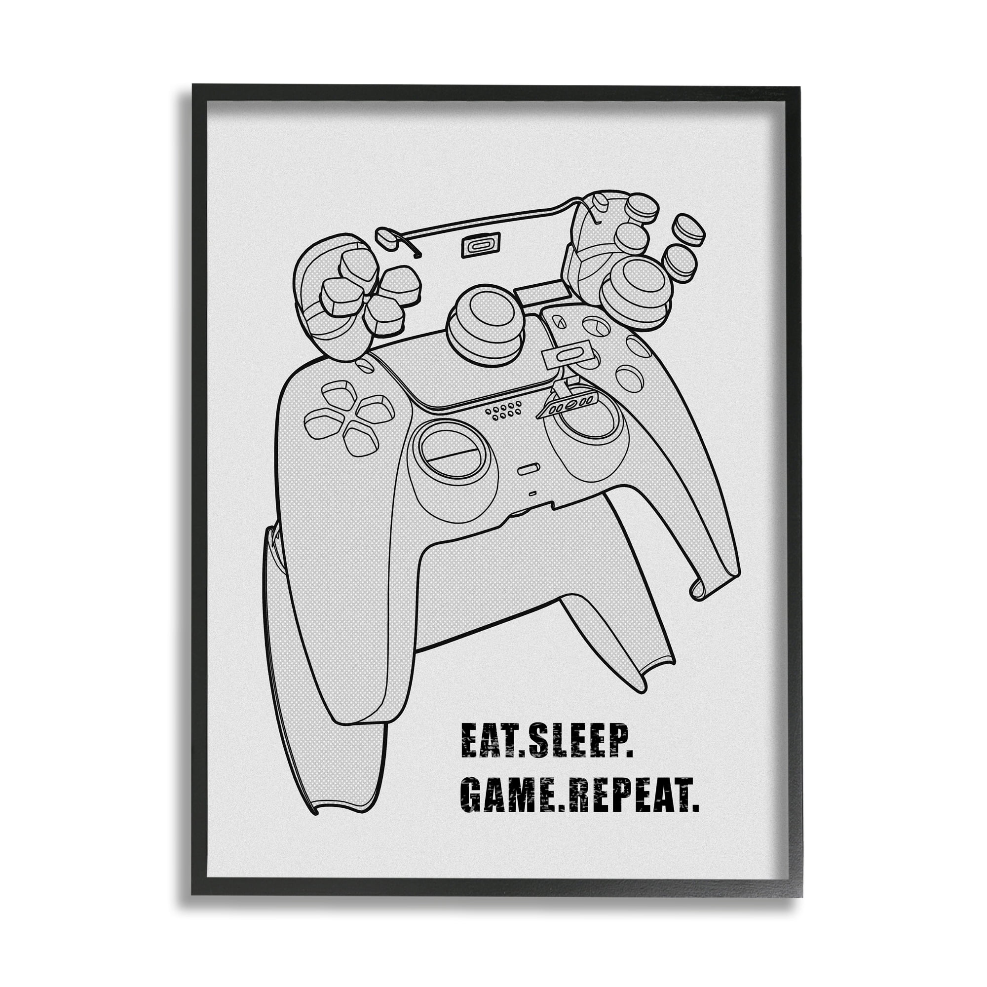 Stupell Industries Monochrome Eat Sleep Game Repeat Saying Diagram Style , 11 x 14, Design by Ziwei Li