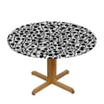 thumbnail image 3 of HAOXIT Black and Print Pattern Round Fitted Tablecloth with Elastic Edged Table Cover for Round Table 31-35, 3 of 8