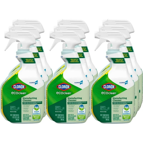 DYJP Clorox EcoClean Disinfecting Cleaner Spray Bottle, 32 Fluid Ounces, Pack of 9
