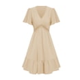thumbnail image 1 of Vestido de primavera y verano para mujer, vestidos casuales de manga corta con volantes, vestido con cuello en V Zhivalor BST3008915-2, 1 of 6