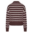 thumbnail image 4 of vigerkar Women Striped Sweater V Neck Sweaters Woman Cute Sweater Trendy Knit Long Sleeve Loose Pullover Sweaters (Brown, 3XL), 4 of 5