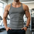 thumbnail image 6 of JTSRKL Ribbed Tank Tops for Men Slim Fit Sleeveless Textured Lightweight Breathable Shirts Stretchy Summer Training Beach Soft Fit Wear Tees, 6 of 9