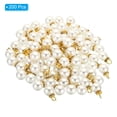 thumbnail image 3 of Uxcell 12mm Faux Pearl Pendants Drops, 200 Pack Round Imitation Pearl Beads with Rhinestone, Golden White, 3 of 6