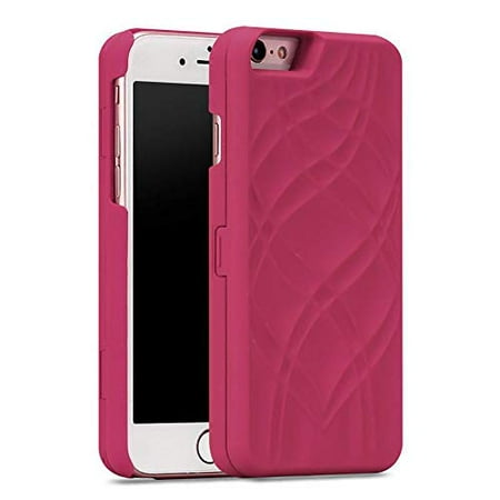 Leather Card Holder Mirror PC Case Stand Hard Back Cover, Rose Red- iPhone 6 & iPhone