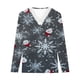 thumbnail image 4 of ICHUANYI Clearance Casual Women's V Neck Summer Sexy Gradient Print Regular Women's Long Sleeve Top(Black, M) ICHUANYI WER2023081505833, 4 of 5