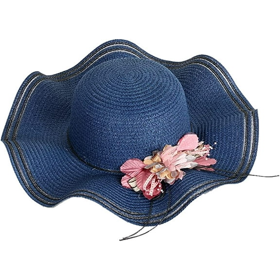CoCopeaunts Women's Beach Straw Sun Hat Elegant Ladies Flodable & Packable Beach Straw Hat w Wide Brim-UPF 50 UV Protection w Flower