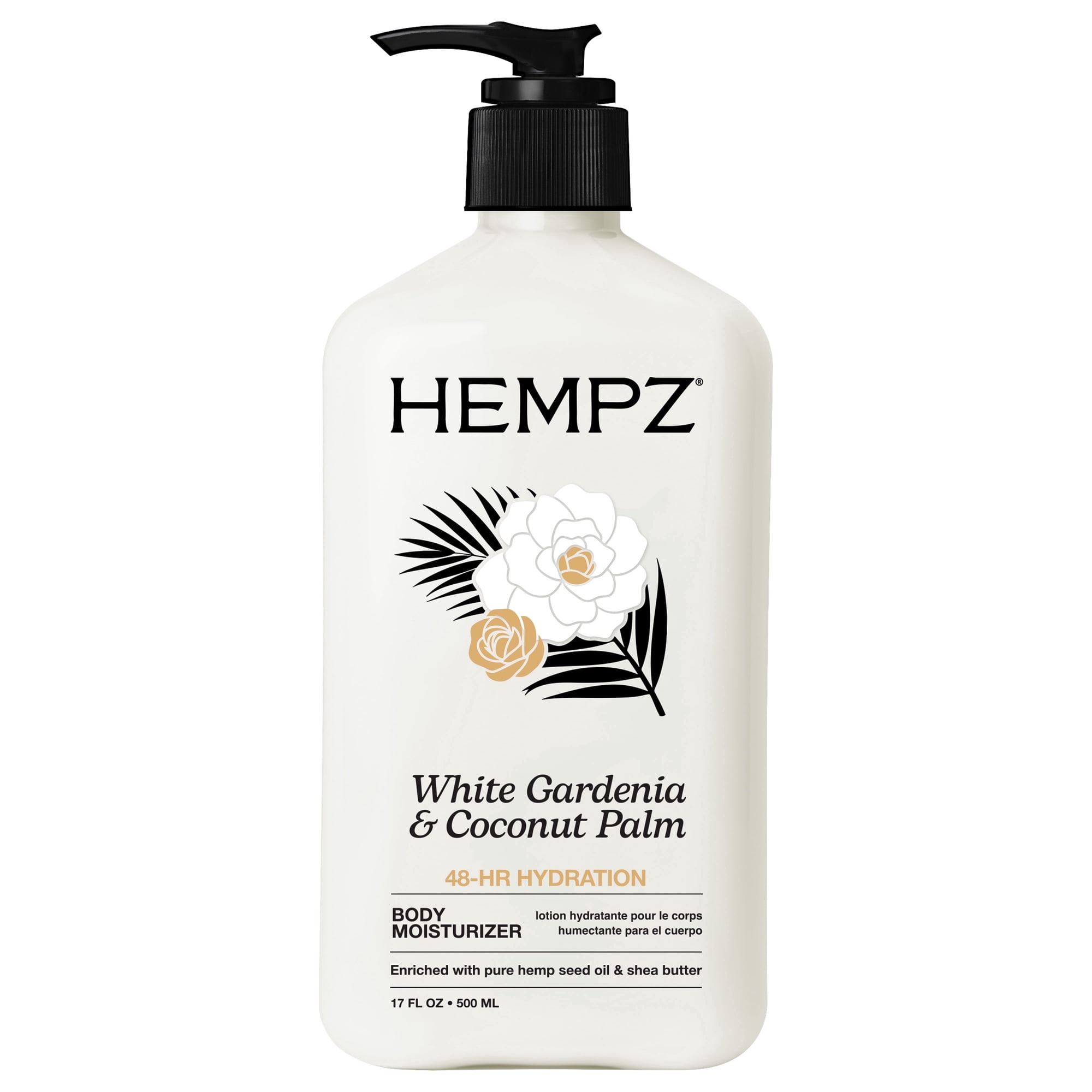 Hempz White Gardenia & Coconut Palm Daily Moisturizing Body Lotion for Dry Skin, 17 fl oz