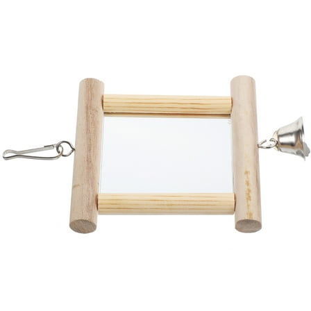 ROSENICE Bird Toy Mirror Wooden Novel Shape 1Pcs 3.93x0.59x7.07in