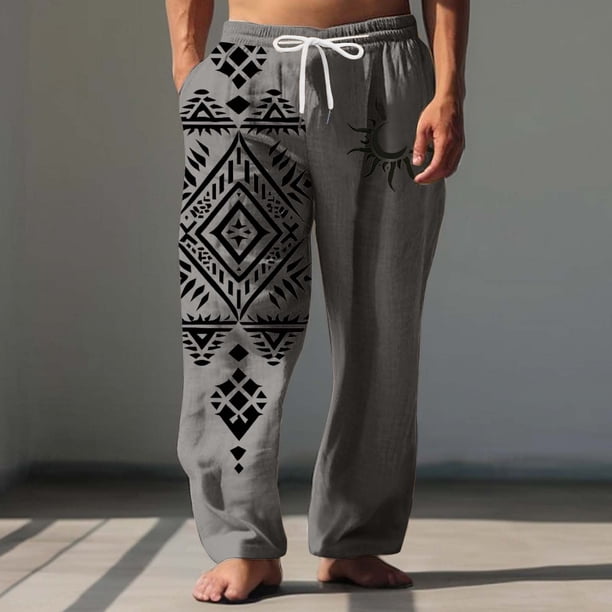 Pantalones largos para hombre, cintura elástica, transpirables, cómodos, suaves, informales, de playa, de poliéster.