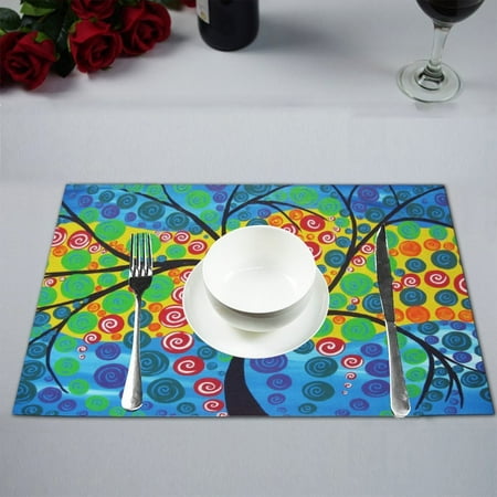

MYPOP Art Design Tree of Life Table Placemat Food Mat 12x18 Inches Non Slip Table Mat