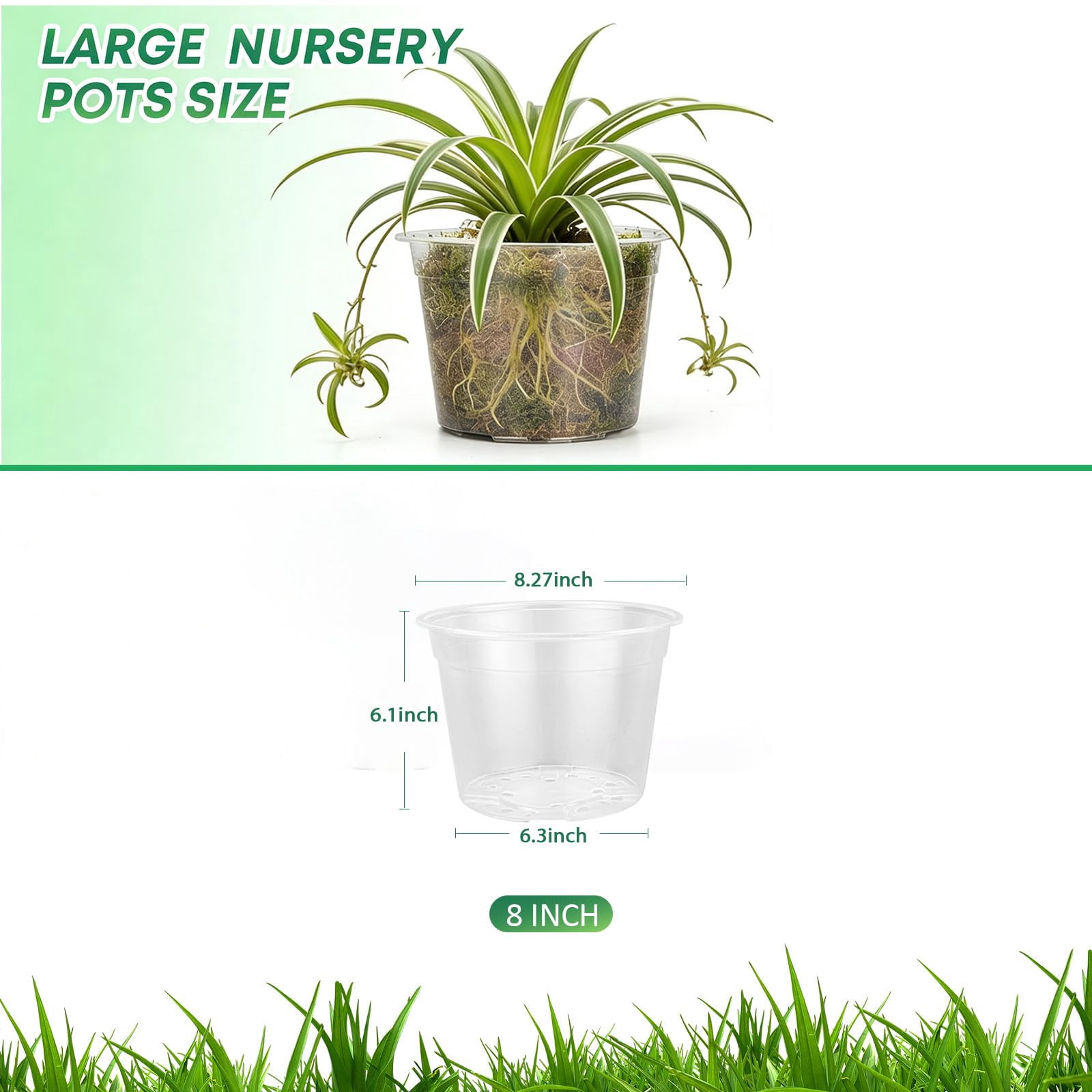 Inch Large Clear Nursery Pots with Drainage Hole, Plastic Plant Pots for Seedling Flower Vegetable, Indoor Outdoor Gardening, Used as Liner Inside Decorative Pot