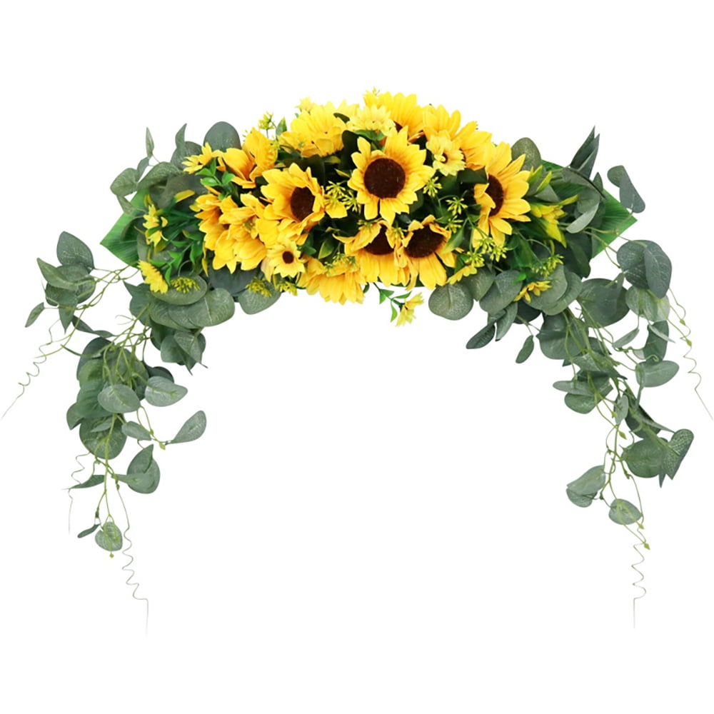 Arch Front Door Wall Decor Wreath Garland Artificial Fake Sunflower Swag Fabric 