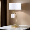 thumbnail image 6 of Jiya 29 Inch Arc Table Lamp, Hanging Design, 2 White Drum Shades, Gold, 6 of 6