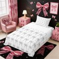 thumbnail image 3 of Meiyoeat Gray Bow Pattern Twin Sheets 3pcs, Geometric Plaid Bedding, 3 of 6