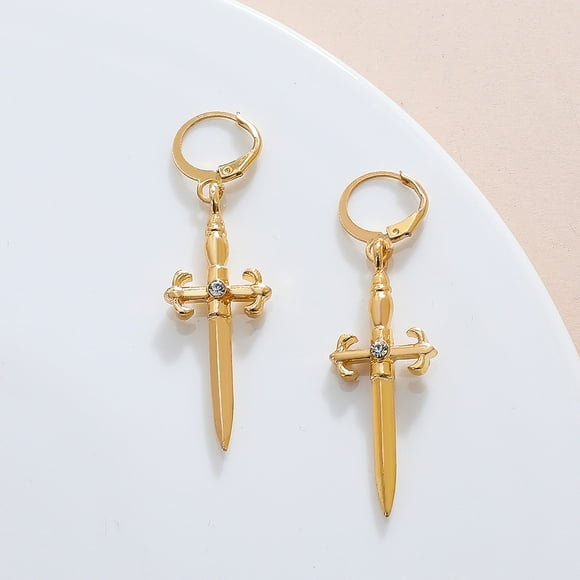 Simple retro punk street earrings hip-hop trend cross sword earrings creative earrings earrings Couple jewelry Valentine's Day gift