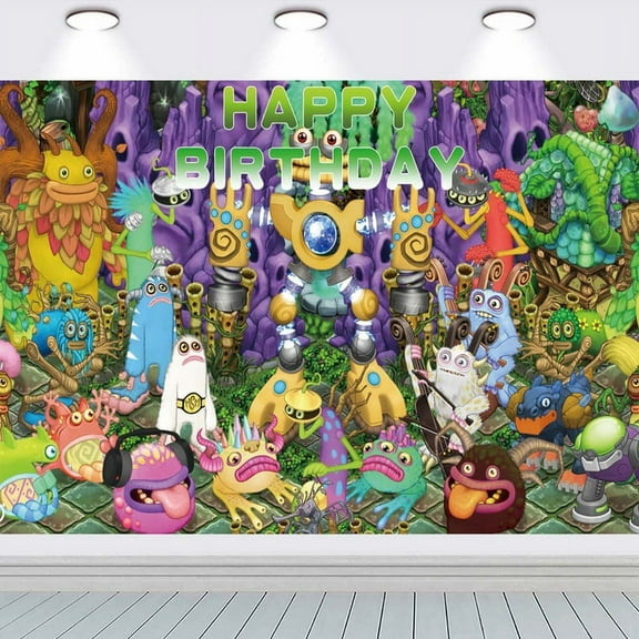 My Singing Monsters Party Supplies for Photography Taspestry Birthday Decorations Post Backdrop Banner Background