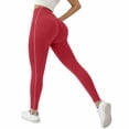thumbnail image 3 of Women Leggings Tummy Control High Waist Thick Stretch Workout Running Leggings Yoga Pants for Women Red, 3 of 4