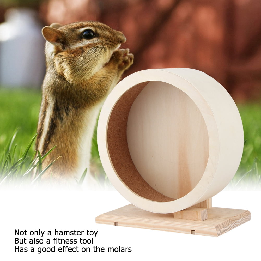 YAHHU Small Wooden Hamster Exercise Wheel Silent Running Toy for Dwarf Hamsters Gerbils Mice Natural Wood Spinner Activity Center Pet Cage Accessories (7.08 inches / 18 cm)