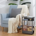 thumbnail image 3 of End Table for Narrow Space, 3 Tier Narrow Side Tables Modern Sofa Table with Storage Shelf, Bedside Table Slim Nightstand with Magazine Rack Living Room Home Office,Grey, 3 of 8
