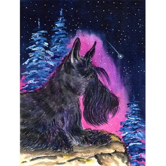 Starry Night Scottish Terrier Flag - Garden Size, 11 x 15 in.
