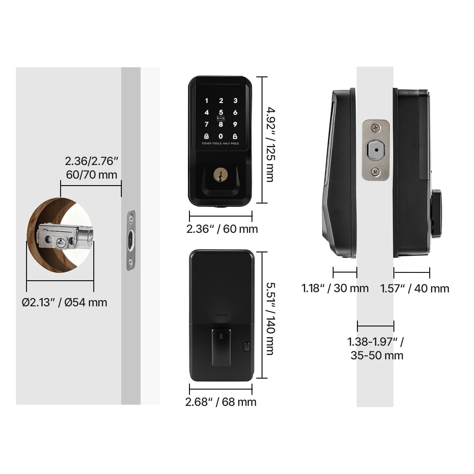 Keyless Entry Door Lock, Electronic Deadbolt with IC Card, Customizable User Codes, Auto Lock, Anti-Peeping Password, Backlit, Easy Installation for Home