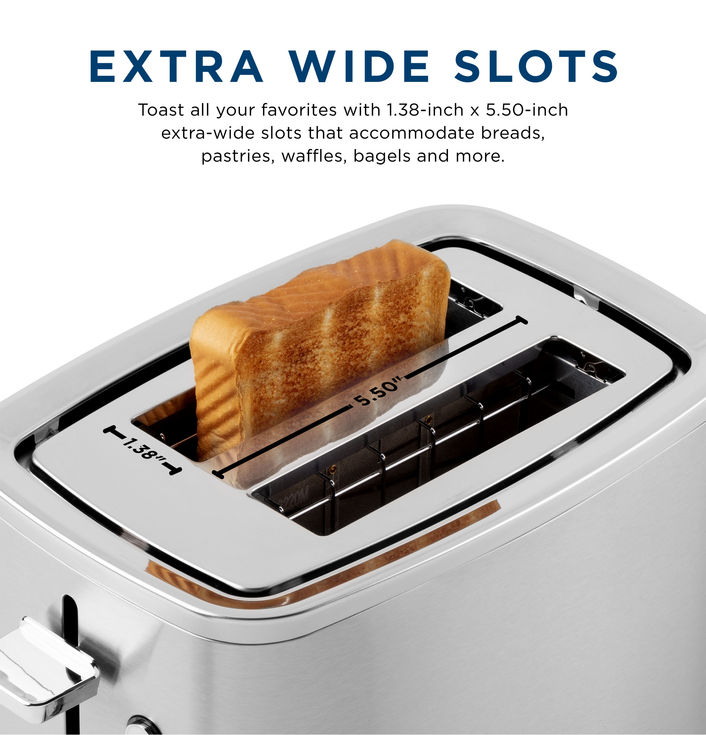 GE 2-Slice Toaster with Extra Wide Slots, Stainless Steel photo 2