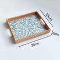 thumbnail image 2 of 1pcs Rattan Tea Tray Serving Tray Rectangular Woven Basket Tray Natural Wicker Decorative Serving Baskets for Organizing Tabletop Kitchen Counter,Rattan Tea Tray,Medium,Blue, 2 of 6