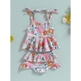 thumbnail image 4 of Bagilaanoe Toddler Baby Girls Swimsuits 2 Piece Bikinis Set Floral Print Sleeveless Camisole Tops + Shorts 6M 12M 18M 24M 3T Kids Swimwear Bathing Suit Beachwear, 4 of 9