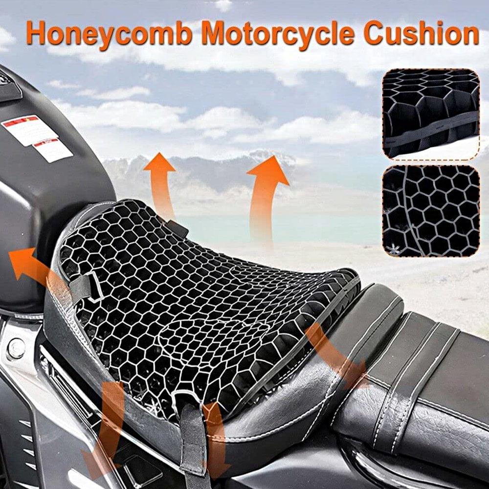 Motorcycle Seat Cushion Gel Shock Absorption 3D Honeycomb Mesh