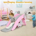 thumbnail image 3 of Topbuy 5 in 1 Toddler Slide Rocking Toy Rocking Horse Playset with Slide Basketball Hoop Ring Toss Game Pink, 3 of 9
