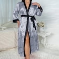 thumbnail image 1 of Pijamas de talla grande para mujer, moda informal, pijamas holgados con estampado, camisón sexy largo de seda para mujer, 1 of 5