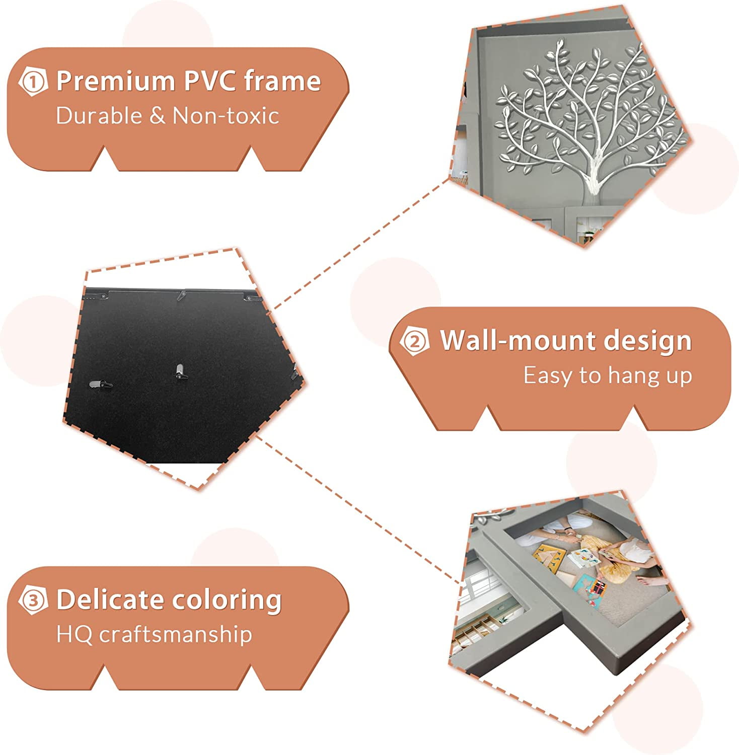 8 Gray Picture Collage Frames for Wall 4x6 Photo Frame Collage with Tree Decor Collage Picture Frames