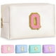thumbnail image 1 of Bolsa de maquillaje TOPEAST con iniciales para viaje, neceser de chenilla con letras, neceser impermeable de piel sintética, regalo personalizado para novias, accesorios bonitos para niñas (Q blanco p, 1 of 5