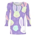 thumbnail image 5 of Moxiu Womens Easter Blouse Easter Tops 2025 Cute Rabbit Bunny Tunic Blouse Funny Graphic Tees 3/4 Length Sleeve Tops Purple,S, 5 of 5