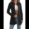 thumbnail image 1 of Chaqueta Elegante de Mujer con Abertura Frontal, Cuello Redondo, Larga, Informal, Elegante, para Exteriores. Negro XL, 1 of 8