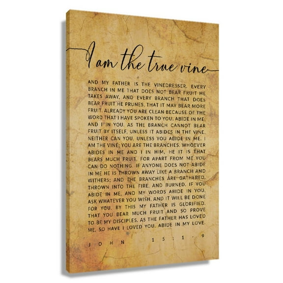 Vintage John 15 1-9 Wall Art Bible Verse Poster For Living Room Decorative Paintings Prints On Canvas For Bedroom Framed 20x30 in
