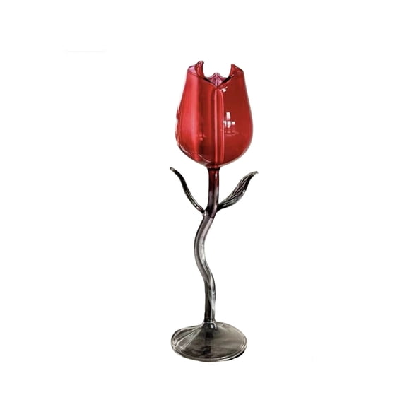 Shipiny Rose Red High End Glass Wine Cup, Elegant Tall Stem Wine Glass, Premium Crystal Glass Cup for Home Bar Party Wedding Banquet, As Shown