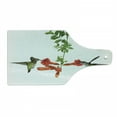 thumbnail image 1 of Hummingbirds Cutting Board, 2 Hummingbirds Sipping Nectar from a Trumpet Vine Blossoms Summertime, Tempered Glass Cutting and Serving Board, Wine Bottle Shape, Red Black Green, by Ambesonne, 1 of 1