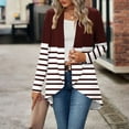 thumbnail image 5 of Dasayo Womens Tops Long Sleeve Red Open Front Fall Lightweight Striped Cardigans Blouses for Women M, 5 of 7