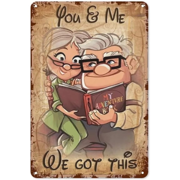 HELLOYOUNG 1pc Retro "You and Me We Got This" Carl & Ellie Metal Sign - Up Movie Wall Art, Decor for Vintage Home Decoration