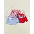 thumbnail image 3 of BemeyourBBs Toddler Baby Girl Boy Patriotic American Flag Sweater 4th of July Outfits Crewneck Long Sleeve Stars Pullover Warm Knit Sweaters Tops Spring Fall Winter Clothes, 3 of 9