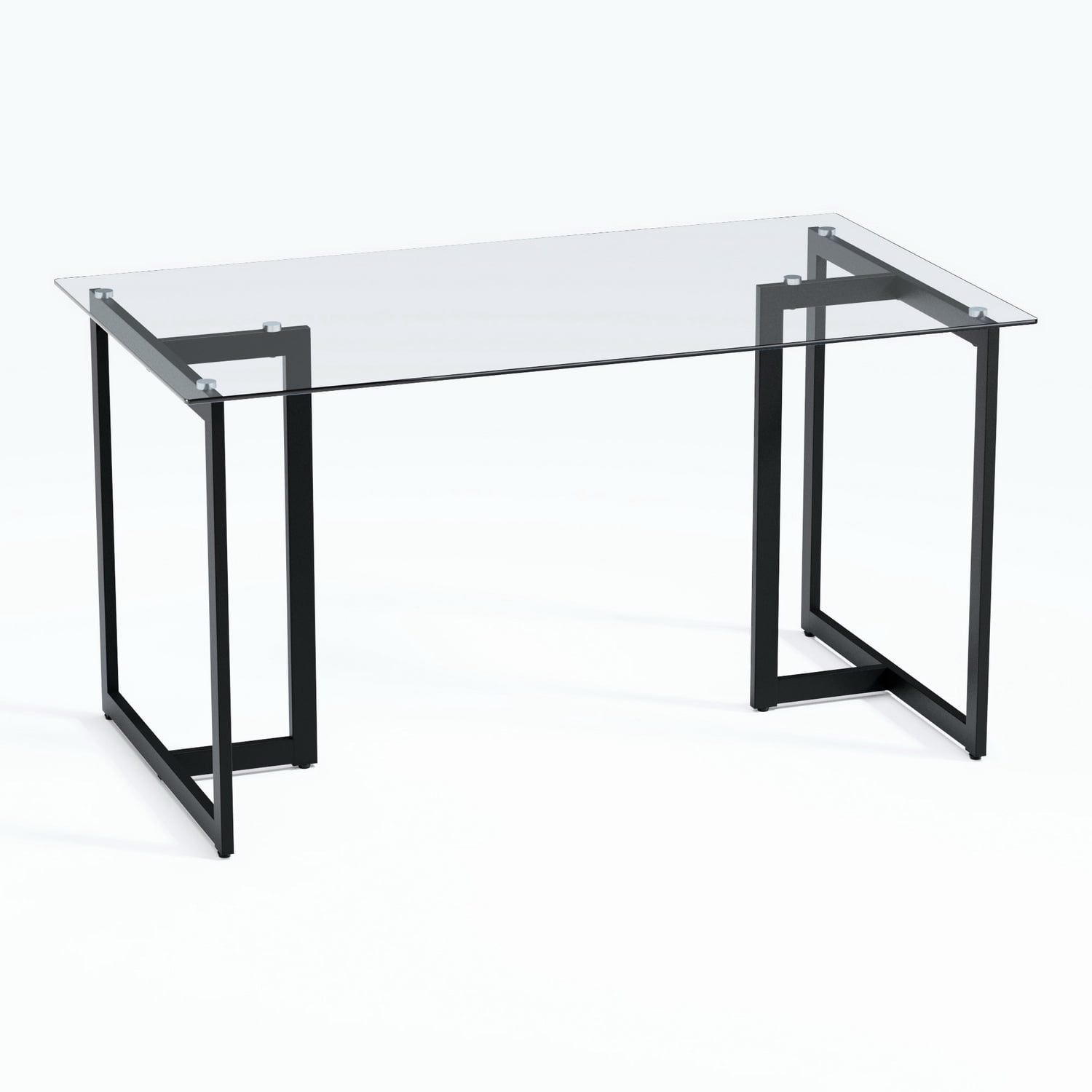 Homy Casa 55.1 inch Writing Desk with Tempered Glass Top Computer Desk for Home Office, Living Room