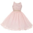 thumbnail image 2 of Big Girls Shiny Sequin Floral Sleeveless Round Neck Birthday Flower Girl Dress Blush 8 (17C07B), 2 of 4