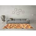 thumbnail image 3 of Ahgly Company Indoor Round Checkered Orange Modern Area Rugs, 5' Round, 3 of 4